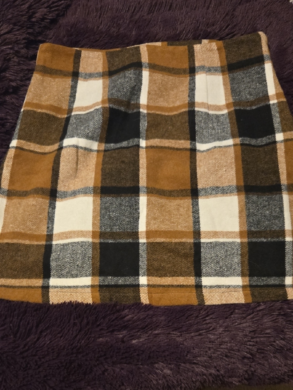 Cupshe Plaid Mini Skirt in Mustard, Black, Cream